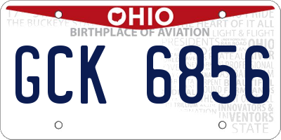 OH license plate GCK6856