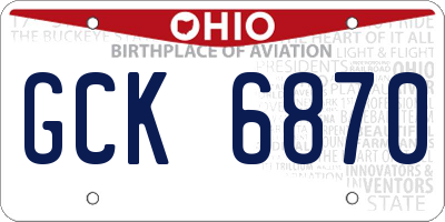 OH license plate GCK6870