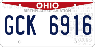 OH license plate GCK6916