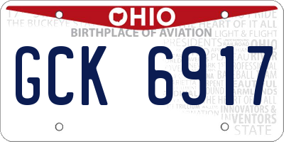 OH license plate GCK6917