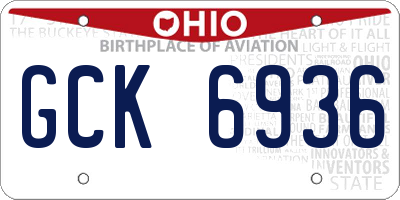 OH license plate GCK6936