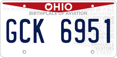 OH license plate GCK6951