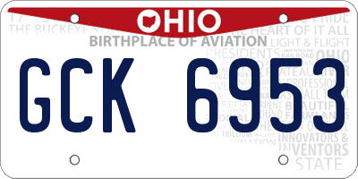OH license plate GCK6953