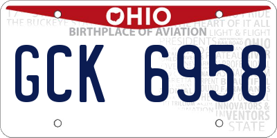 OH license plate GCK6958