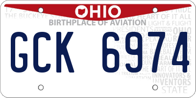 OH license plate GCK6974