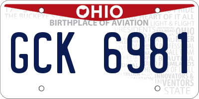 OH license plate GCK6981