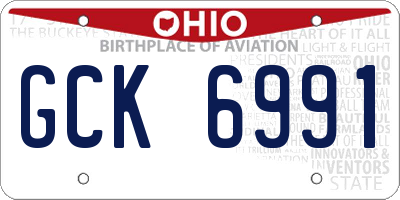 OH license plate GCK6991
