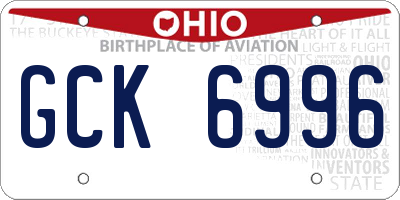OH license plate GCK6996