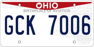 OH license plate GCK7006
