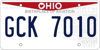 OH license plate GCK7010