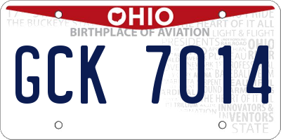 OH license plate GCK7014