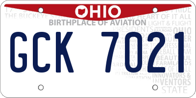 OH license plate GCK7021