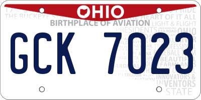 OH license plate GCK7023