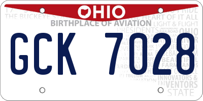 OH license plate GCK7028