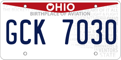 OH license plate GCK7030