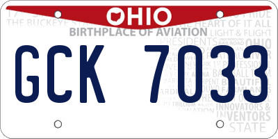 OH license plate GCK7033