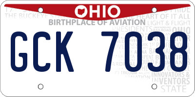 OH license plate GCK7038