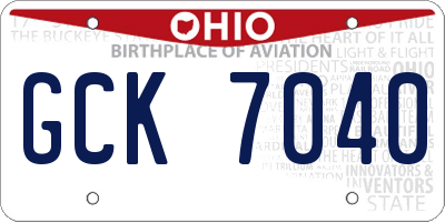OH license plate GCK7040