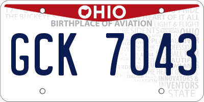 OH license plate GCK7043