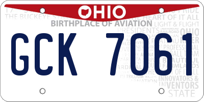 OH license plate GCK7061