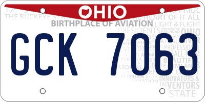 OH license plate GCK7063