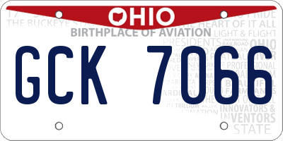 OH license plate GCK7066