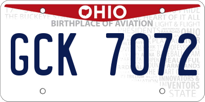 OH license plate GCK7072