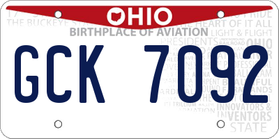 OH license plate GCK7092