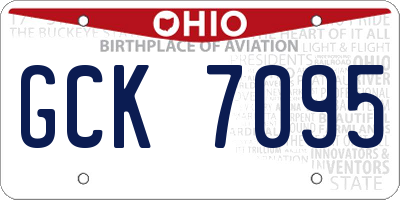 OH license plate GCK7095