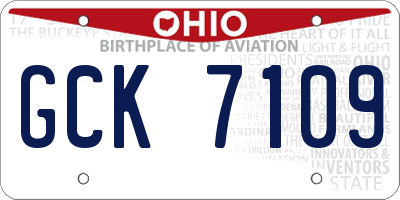 OH license plate GCK7109