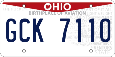 OH license plate GCK7110