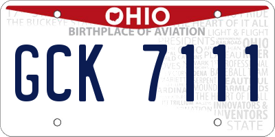 OH license plate GCK7111