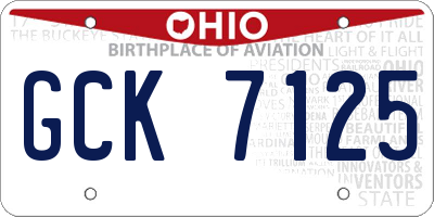 OH license plate GCK7125
