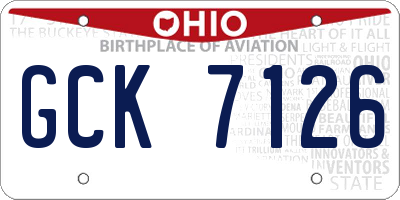 OH license plate GCK7126