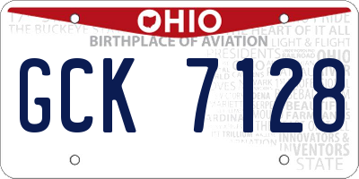 OH license plate GCK7128