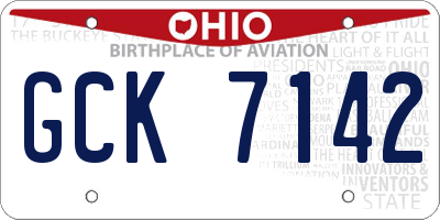 OH license plate GCK7142