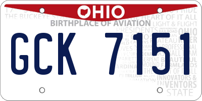 OH license plate GCK7151