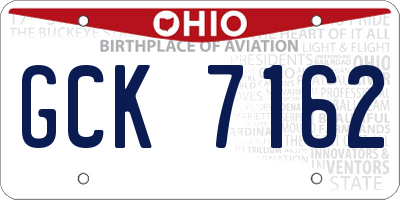 OH license plate GCK7162