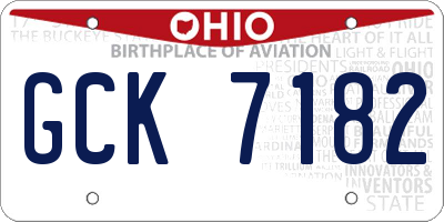 OH license plate GCK7182