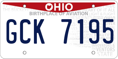 OH license plate GCK7195