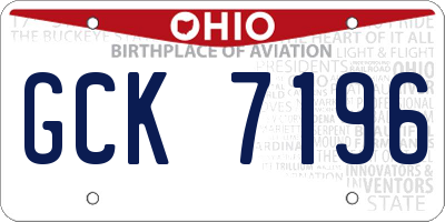 OH license plate GCK7196