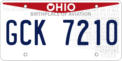OH license plate GCK7210