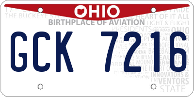 OH license plate GCK7216