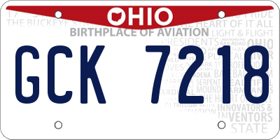 OH license plate GCK7218