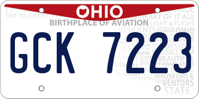 OH license plate GCK7223
