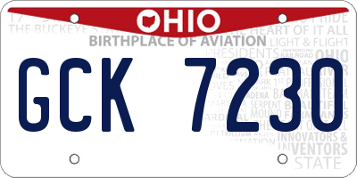 OH license plate GCK7230