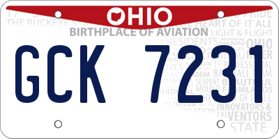 OH license plate GCK7231