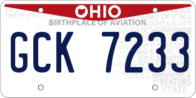 OH license plate GCK7233