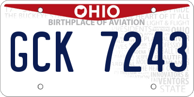 OH license plate GCK7243