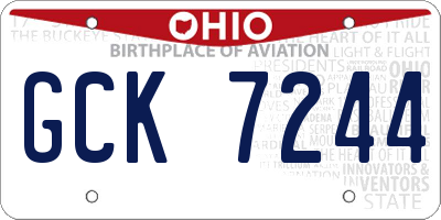 OH license plate GCK7244